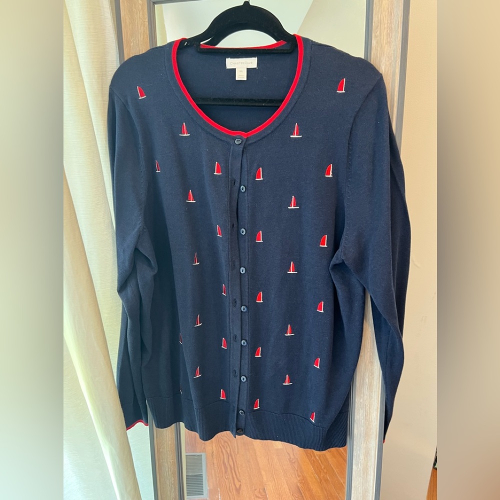 Charter Club XXL Embroidered Sailboat Sweater EUC